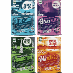 Campfire Collection THC gummy bundle with BlueBeary, Beary Bliss, Caramel Apple Alien Abduction, and MN Mango bags